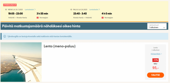 Kreeta lennupiletid viimase hetke reisid